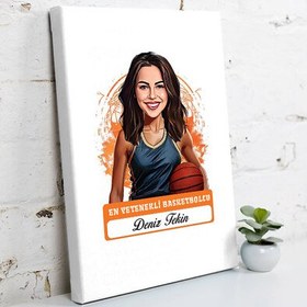 Resim Karikatürlü En Başarılı Kadın Basketbolcu Kanvas Tablo 