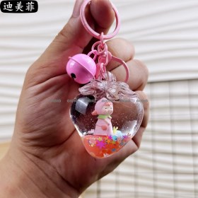 Resim Silver1 Gıoıo Yeni Sevimli Kedi Pençe Çapraz Giyinme Kurumi Bebek Araba Anahtarlık Büyük Kulak Köpek Çift Okul Çantası Hediye Anahtarlık Kolye (Yurt Dışından) 