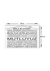 Resim Decorita Cam Ocak Arkası Koruyucu |Bu Ev-Beyaz Fon| 49,5cm x 76cm 