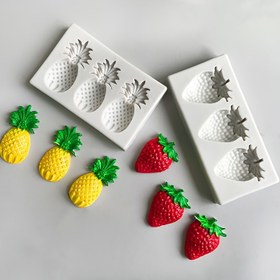 Resim 1 Set Silikon Meyve Kalıbı, Gerçekçi Ananas ve Çilek Şekilleri, Alçı Kili Dekor, Düzensiz DIY El Sanatları Aksesuarları, Simülasyon Meyve Dekorasyon Ekleri 