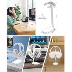 Resim Kulaklık Standı, Airpods Max Için Ağır Kulaklık Tutucu, Kulak Üstü Kulaklık Için Çalışma Masası Aksesuarı, Oyun Kulaklığı, Alüminyum, Abs ve Silikon, Gümüş Beyaz 