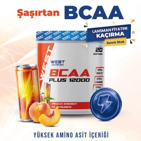 Resim West BCAA Plus 12000 Glutamin Taurin 300g Şeftali Enerji Aromalı Kompleks Amino 