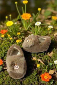 Resim ALTUNTAŞ Kız - Erkek Labubu Baskılı Kışlık Mevsimlik Peluş Ev İçi Kaymaz Panduf Vizon 