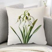 Resim 1 adet, El Boyaması Beyaz Kar Tanesi Sulu Boya Yastık Kılıfı 45.72x45.72cm – Oturma Odası & Yatak Odası için Çift Taraflı Peluş Botanik Dekor, Fermuarlı Kapatma, Polyester Kumaş, İçlik Dahil Değil, Dekoratif Yastıklar 
