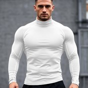 Resim Erkek Hızlı Kuruyan Esnek Spor Tişörtü - Yüksek Yaka Uzun Kollu Antrenman Üstü, Nem Emici Atletik Performans Giyim, Boks, Halter, Koşu için Dar Kesim Esnek Kumaş - Erkekler için Tüm Sezon Kas Tişörtü (Siyah/Neon Yeşil Detaylar) - İdeal 