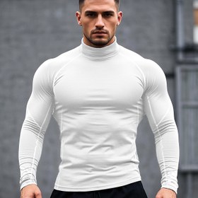 Resim Erkek Hızlı Kuruyan Esnek Spor Tişörtü - Yüksek Yaka Uzun Kollu Antrenman Üstü, Nem Emici Atletik Performans Giyim, Boks, Halter, Koşu için Dar Kesim Esnek Kumaş - Erkekler için Tüm Sezon Kas Tişörtü (Siyah/Neon Yeşil Detaylar) - İdeal 