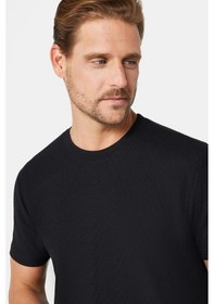 Resim Tudors Erkek Slim Fit Dar Kesim %100 Pamuk Yumuşak Dokulu Desenli Siyah Bisiklet Yaka Tişört-31075 Siyah 