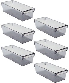 Resim Prima Nova Buzdolabı Içi Organizer Dolap Içi Düzenleyici Saklama Kabı 360*150*100 Mm Şeffaf Siyah 6 Lı 