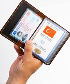Resim Niki Leather Hakiki Deri Ruhsat Kabı - Taba 