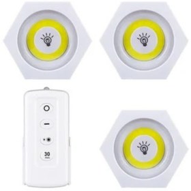 Resim 3 Lü Premium Kablosuz Led Dokunmatik Lamba Seti Köşeli Uzaktan Ku Beyaz 