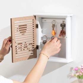 Resim 2067 Duvara Montajlı Dekoratif Anahtarlık Dolabı - Duvar Askılı Anahtar Saklama Kabini 21X25,5CM 