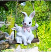 Resim Lijinxu Balkon Kapalı Giriş Için Salıncak Tavşan Bahçe Beyaz 