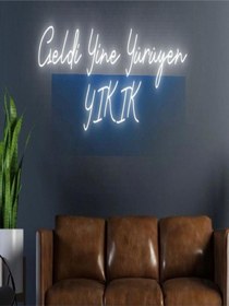 Resim Twins Led Geldi Yine Yürüyen Yikik Yazılı Neon Tabela Beyaz-mavi Model:model:19703366 Beyaz - Mavi 