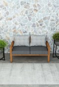 Resim woodwork antalya Rustik İkili Ahşap Kanepe Teak Renk 