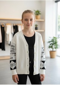 Resim Minimoda Kids Kız Çocuk Kollarda Yazı Desenli Hırka 