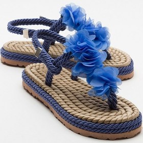 Resim Luvishoes Santra Kot Mavi Kadın Parmak Arası İpli Sandalet Mavi 