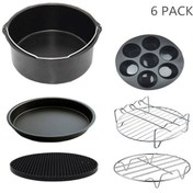 Resim 6 Parça 7 Inç (18cm) Yui / Xiaomi / Philips / Kumtel Uyumlu Air Fryer Aksesuarları Set - Siyah (Yurt Dışından) 