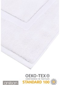 Resim 2'li Beyaz Ayak Havlusu - 50x70 Cm, 245 Gr, %100 Pamuk, Spa Ve Otel Banyo Paspası, Günlük Kullanıma Uygun Beyaz 