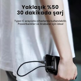 Resim Coofbe Super Şarj 5A 66W Type-C Şarj Kablosu Kısa Type-C Powerbank Şarj Kablosu Örgü Kopmaz Kablo 
