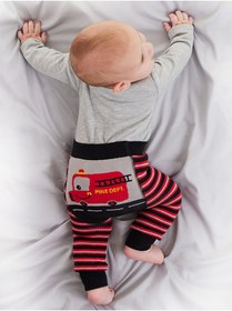 Resim Denokids İtfaiye Erkek Bebek Örme Çizgili Tayt-Pantolon 