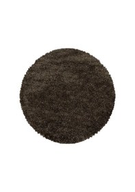 Resim Yuvarlak Halı Yumuşak Süpersoft Yüksek Tüylü 30 Mm Hav Yüksekliğinde Düz Kahverengi Renkli Shaggy Halı 