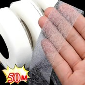 Resim 50m Çift Taraflı Ütüyle Yapışan Kenar Bantı, Pantolon, Şapka & DIY Dikiş için Dokumasız Yapışkan - Beyaz, 1cm Genişlik, TPU Malzeme, Dikişsiz Tamir & Kenar Kısaltma Çözümü, Giysi Kenar Bantı | Şeffaf Bant | Dayanıklı Kumaş Bantı 