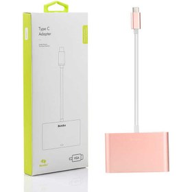 Resim Benks U20 Type-C to 3 in 1 Adaptör (Usb 3.0+VGA+Type-C) - Rose Gold 