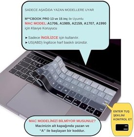 Resim McStorey US İngilizce Klavye Koruyucu MacBook Pro 13 15 Touch Bar Uyumlu A1706 A1989 A2159 A1707 A1990 | Amerikan Düz Enter ANSI | Silikon Keyboard Cover Siyah Gri 