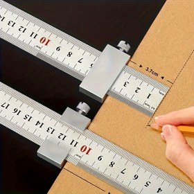 Resim 1 Takım Hassas Karbon Çelik Ahşap İşçiliği Kare Cetveli - Kesin Ölçüm için Kolay Kullanımlı Alüminyum Alaşımlı Lokatör ve İşaretleme Göstergesi 