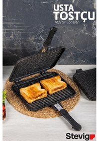 Resim Stevig Usta Tostçu Granit Döküm Ocak Üstü El Tost Makinesi St-101 