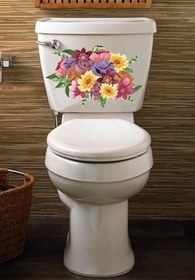 Resim Sulu Boya Renkli Güller Klozet Kapağı Ve Banyo Sticker 