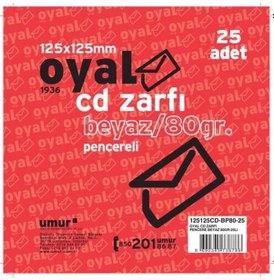 Resim OYAL CD ZARFI 125X125 BEYAZ PENCERELI 80GR 25 LI 