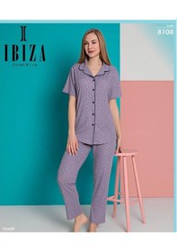 Resim İbiza 8108 Bayan Viskon Önü Düğmeli Pijama Takım 001 