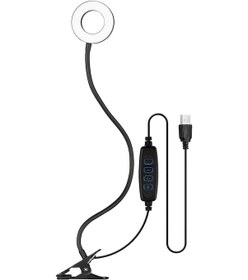 Resim Springsun Usb Beslemeli 3.5 İnç Mini Halka Işığı - Çift Renk Tonu, 10 Seviye Parlaklık Ayarlı, Boyunlu Tasarım, Klipsli Doldurma Işığı 