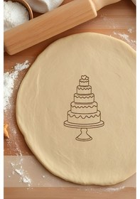 Resim Evlilik Pastası Kurabiye Kalıbı, Hamur Şekillendirici, Bisküvi Kalıbı, Kolay Kesim Ucu Beyaz 