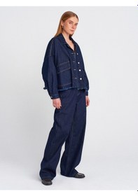 Resim Dilvin 65362 Rins Yıkama Oversize Denim Mont Lacivert 
