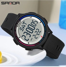 Resim Sunshine022 Sanda Erkek Digital Sportif Klasik Led Aydınlatmalı Alarm Ve Tarih Fonksiyonlu Full Black Kol Saati Diğer 