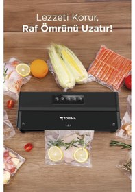 Resim Torima Vs-22 Siyah Gıda Mühürleme Vakum Makinesi Yiyecek Tazeliği Koruma Ev Restoran-vakum Poşeti Hediyeli 