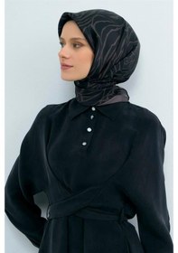 Resim Armine Tivil Saf İpek Eşarp 9511 - 11 Siyah Füme Soyut Desen Siyah Füme 