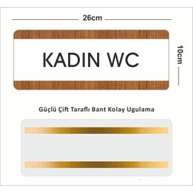 Resim zafrakreklam ERKEK WC Ofis Departman Kapı İsimliği, Yönlendirme levhası 26X10Cm BEYAZ-CEVİZ 