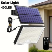 Resim 400 LED Güneş Enerjili Hareket Sensörlü Projektör - IP65 Su Geçirmez, Uzaktan Kumanda, 3 Aydınlatma Modu, 120° Geniş Açı Teras/Garaj/Bahçe Güvenliği İçin 