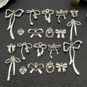 Resim 20 Adet Antika Gümüş Renkli Vintage Fiyonk Tasarımlı Alaşım Kolye ve Bilezik Aksesuarları - DIY Takı Yapımı İçin 