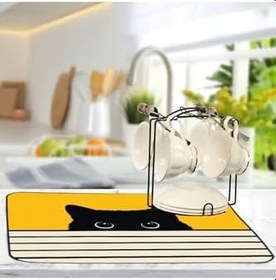 Resim Yıkanabilir Bulasik Kurutma Mati Kurulama Bezi Kurutma Örtüsü Tezgah Üstü Bulaşıklık 40X50 Cm, Sarı 