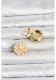 Resim Vintage Model Gold Renk Düğme Veya Manşet Broşu Altın - Çok Renkli 
