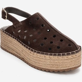 Resim Luvishoes Fraga Kahverengi Süet Hakiki Deri Kadın Hasır Dolgu Taban Sandalet Kahverengi 