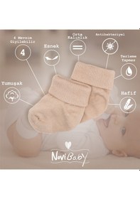 Resim Novibaby 3'lü Bambu Yenidoğan Bebek Çorap I Pinky I 0-6 ay "Karışık Renkli" 