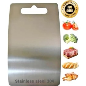 Resim Karokstore Oval Kesim Paslanmaz Çelik Kesme Tahtası Mutfak Piknik Için Inox 304 Kalite Antibakteriyel Küf Tutmaz Kolay Temizlenir Et Sebze Meyve Doğrama Tahtası Lüks Kesme Matı 30 * 22,5 cm 