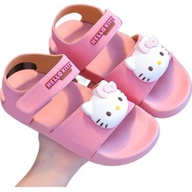 Resim Pembe Hello Kitty Kız Çocuk Sandaleti - Yazlık Yeni Tasarım 20 Cm Plaj Ayakkabısı Pembe 
