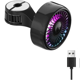 Resim Aubyhe Oto Arka Koltuk Usb Fan: 3 Hızlı Ayar, Renkli Led Işık, 22 Lb Taşıma Kapasitesi, Kolay Kurulum Siyah Oto Fanı 