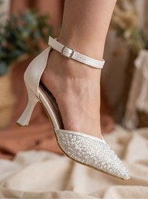 Resim akerler Kadın Beyaz İnci İşleme Nikah Gelinlik Ayakkabısı aky14 